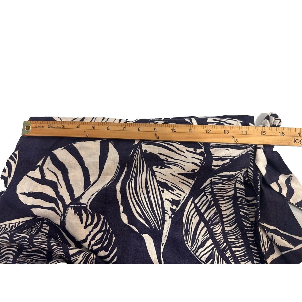 Nicole Miller women’s Seashells Linen Wrap Skirt Size M Navy & Off White - Picture 8 of 15